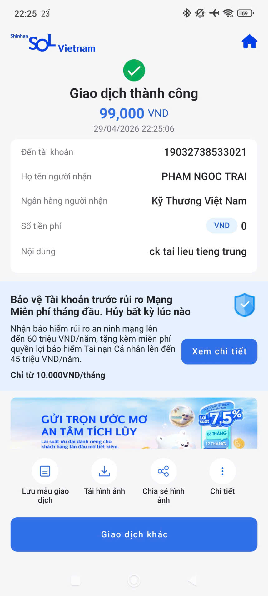 Giao dịch thành công